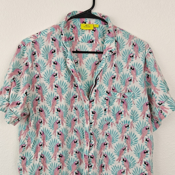 Roberta Roller Rabbit Parrot Printed Pajama Button Up Shirt Size LG Women's - Picture 4 of 12
